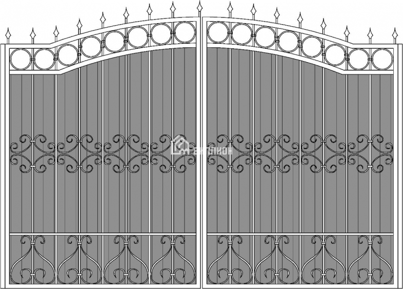 Ворота кованые №2 (с обшивкой профнастилом)