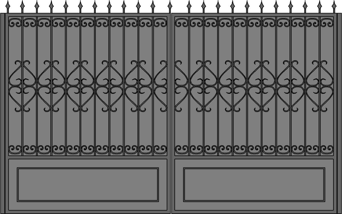 Ворота кованые №1 (с обшивкой листом 2мм полностью)