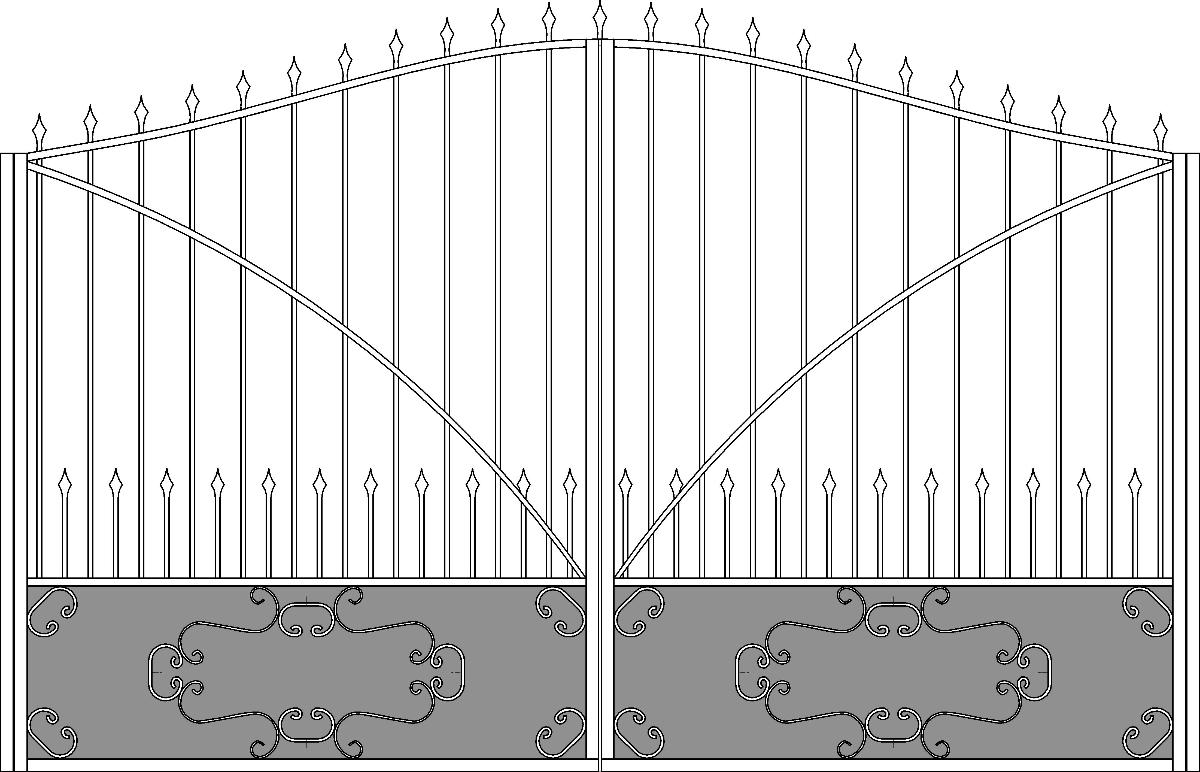 Ворота кованые №7 (с обшивкой листом 2мм по низу)