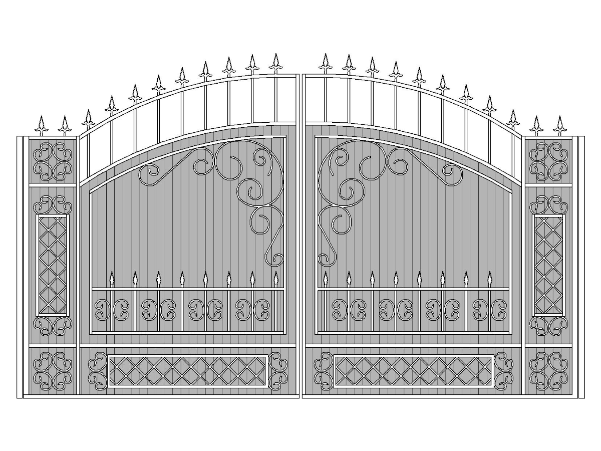 Ворота кованые №3 (с обшивкой профнастилом)