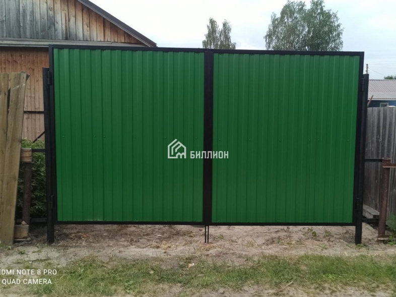 Ворота из профнастила с полимерным покрытием в рамке (Зеленый)