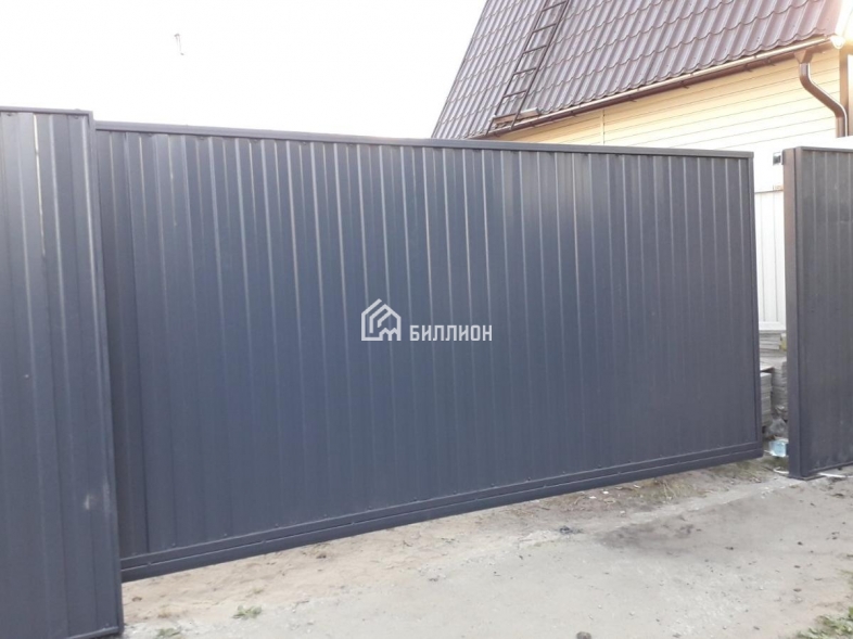 Комплект откатных ворот  шириной  4 м профлист Серый графит