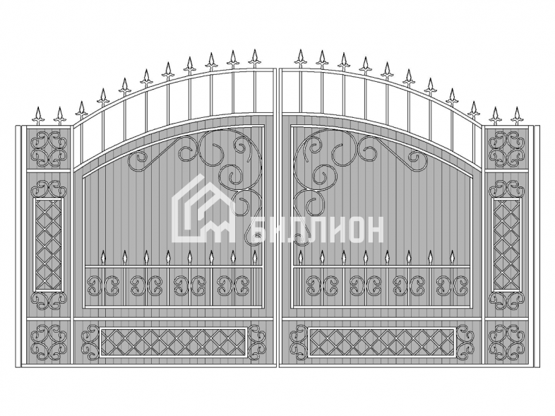 Ворота кованые №3 (с обшивкой профнастилом)