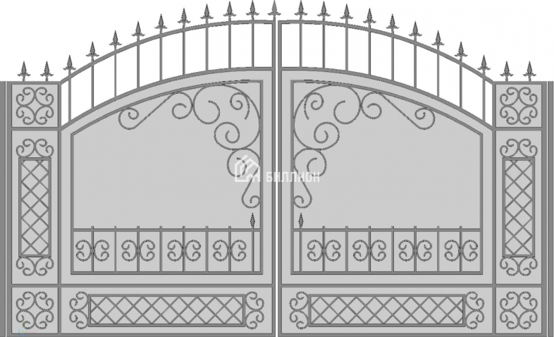 Ворота кованые №3 (с обшивкой листом 2 мм)